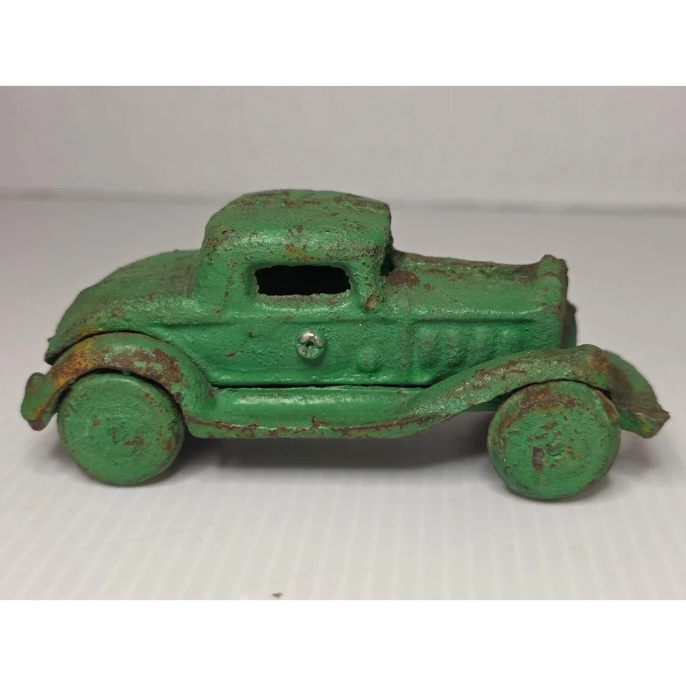 Unbranded Antique Take Apart Car Small Green Fair Cast Iron Coupe